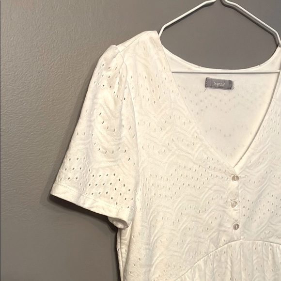 Fransa Elegant White Midi Dress with eyelet design - Picture 8 of 11